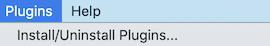 napari viewer's Plugins menu with Install/Uninstall Plugins as the first item.