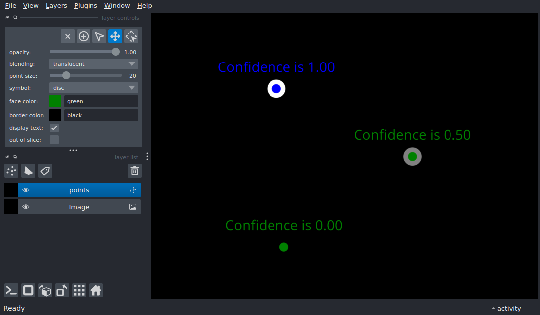 add points with multicolor text