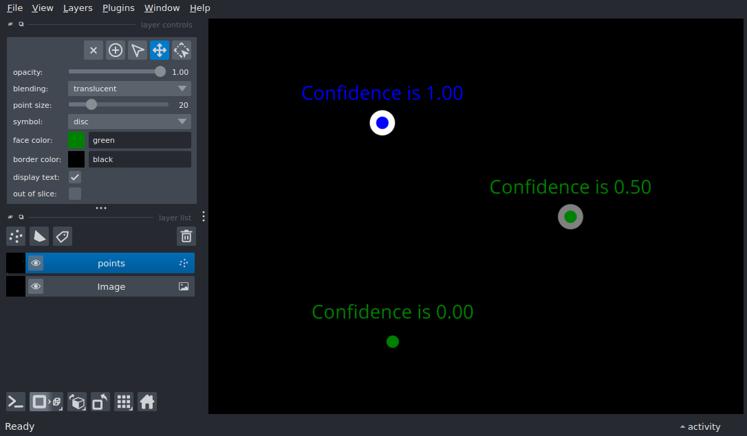 add points with multicolor text