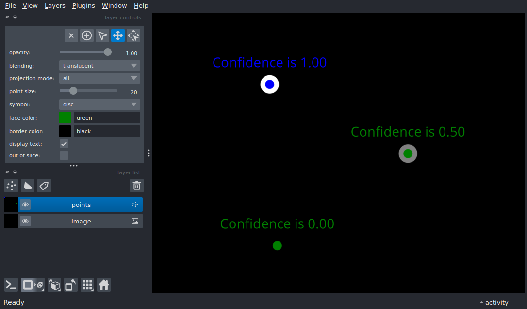 add points with multicolor text