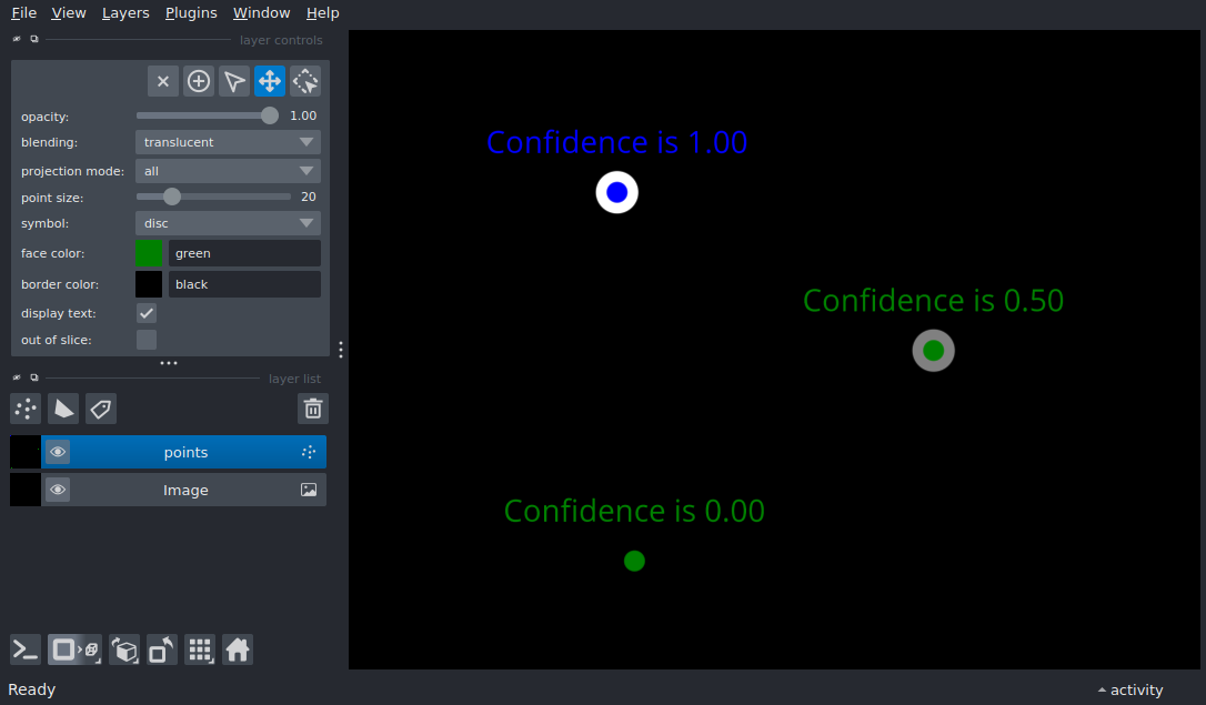 add points with multicolor text