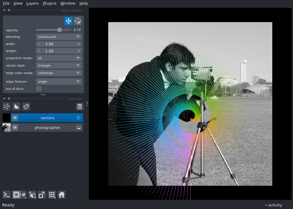 add vectors color by angle