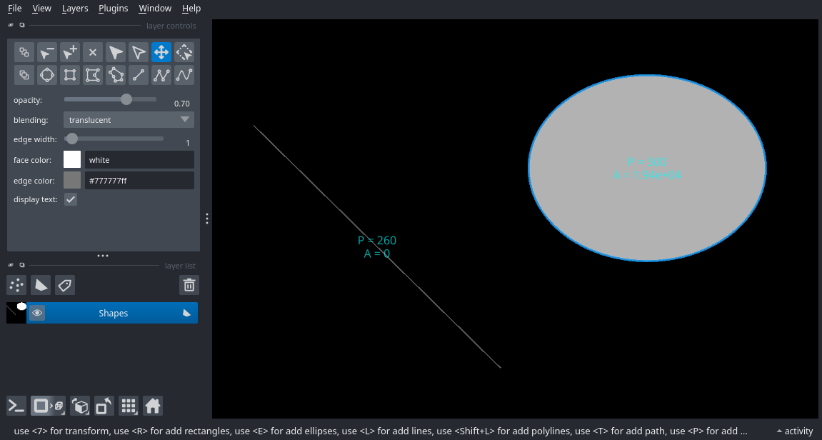 image: Shape measurement tool enabled