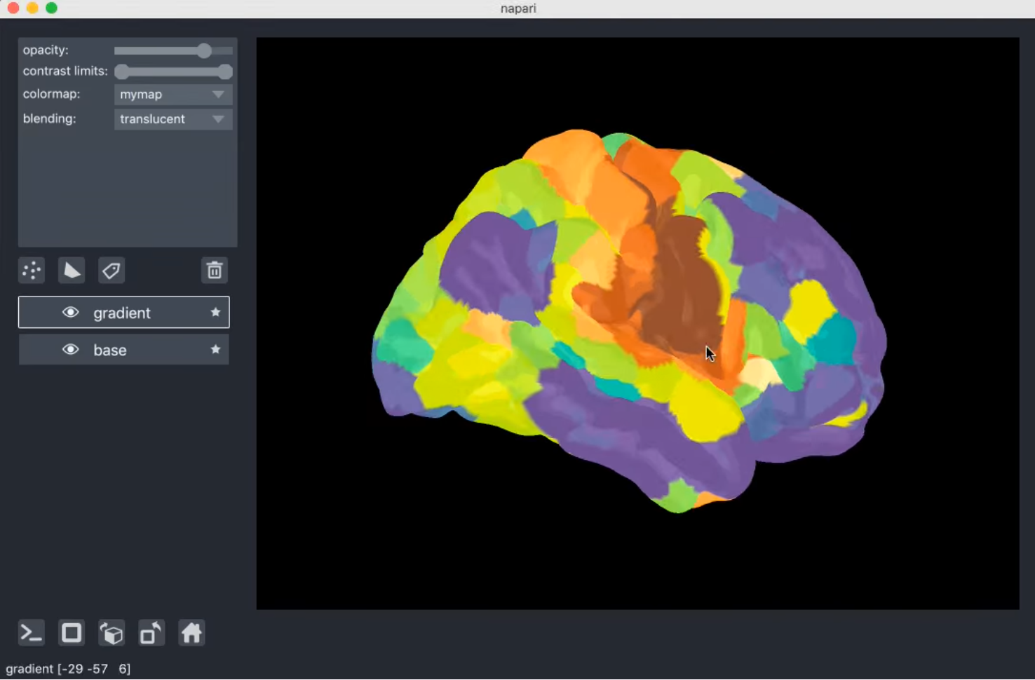 Brain surface in 3D view.