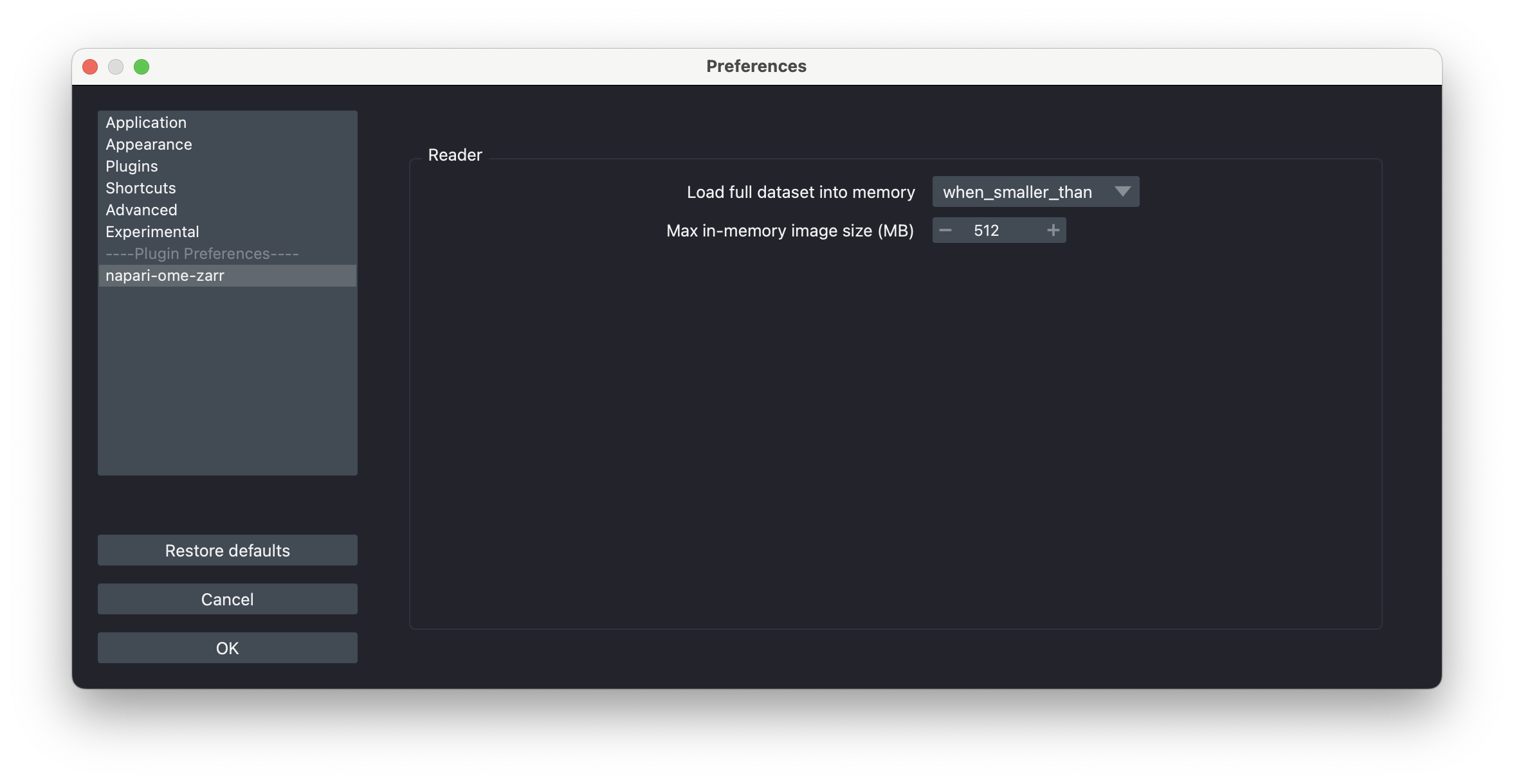 Screenshot: setting a plugin's preferences